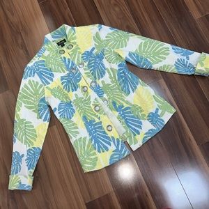 Small Analog palm print light open front jacket